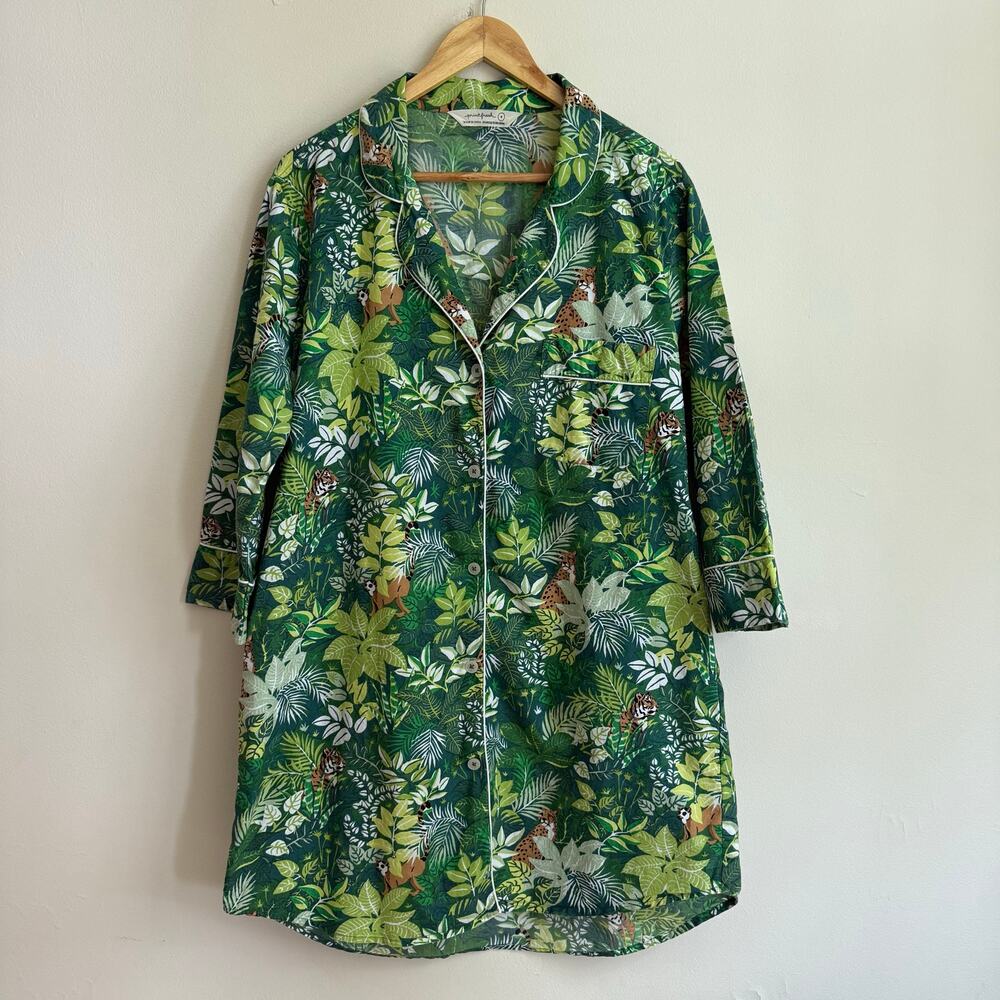 Printfresh Tropical Oasis Print Nightshirt Jungle Organic Cotton Size S